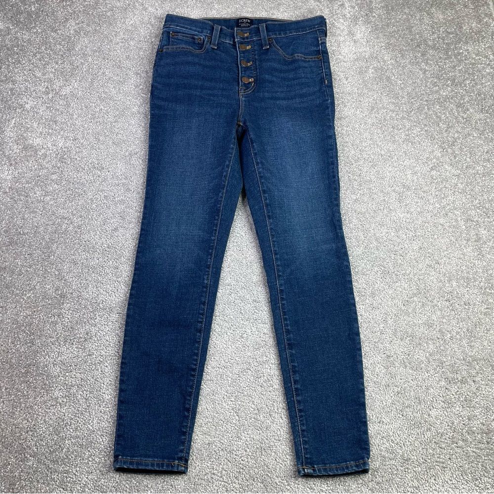 J. Crew Factory Jeans Women's 27 Blue Skinny High Rise Dark Wash Button Fly